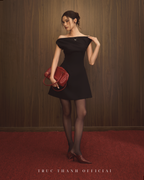 Elegance Dress | Váy cổ chéo form chữ A (Black/ Đen)