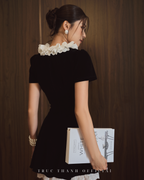 Classique Dress | Váy nhung cổ bèo (Black n White)