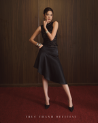 Lady Silk Set | Set váy áo ren chân váy lụa (Black/ Đen)