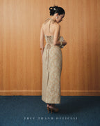 Élancé Dress | Váy gấm cột dây form dài - Beige