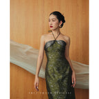 Élancé Dress | Váy gấm cột dây form dài