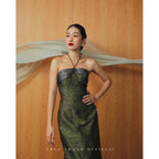 Élancé Dress | Váy gấm cột dây form dài