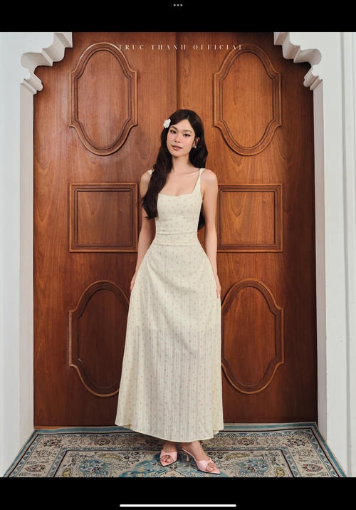 Amour Flower Dress | White mix flower dot