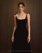 Amour Dress - Váy nhung dài (Black/Đen)