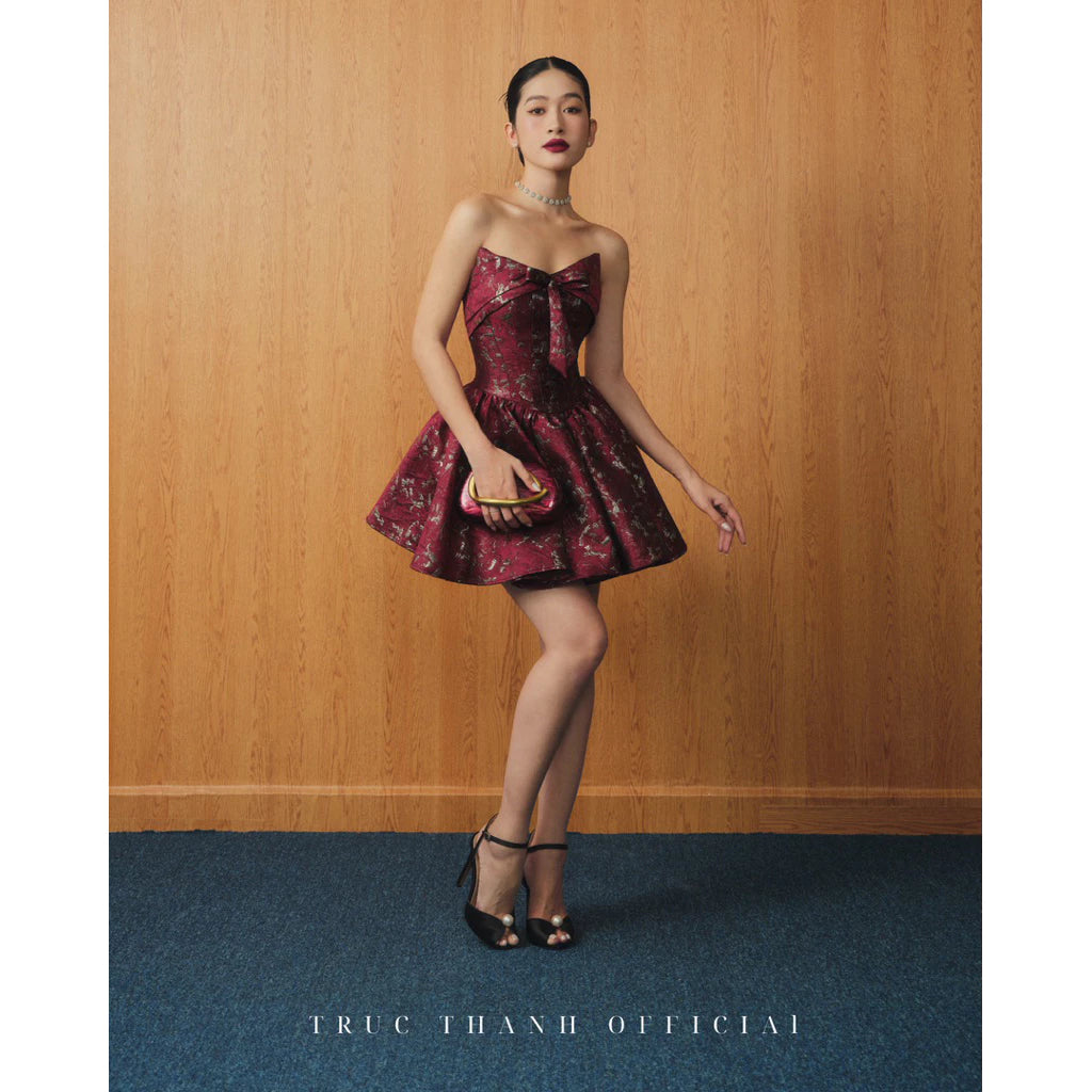 Lumie Dress | Váy Gấm Corset (Brocade Corset) - Đỏ / Red