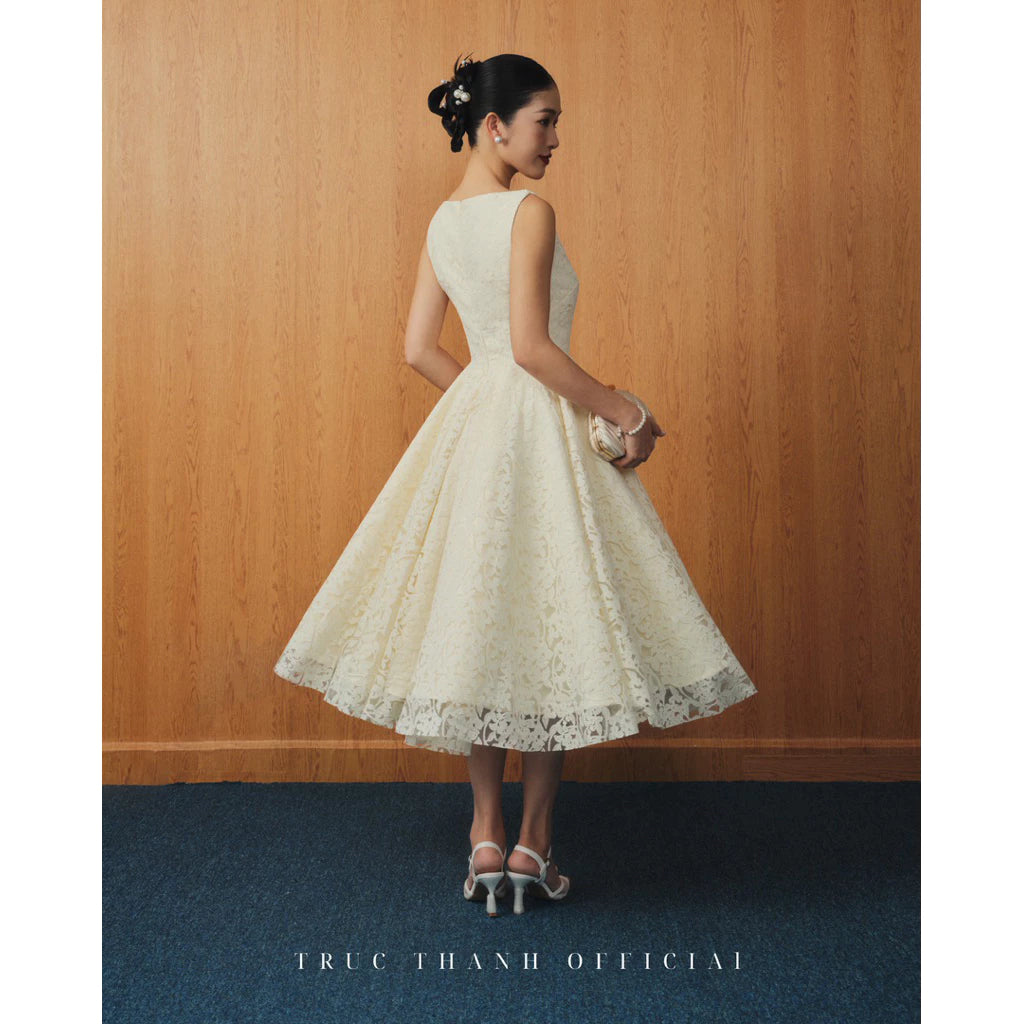 Rouge Muse Dress | Váy Xoè Phối Ren - Trắng/White