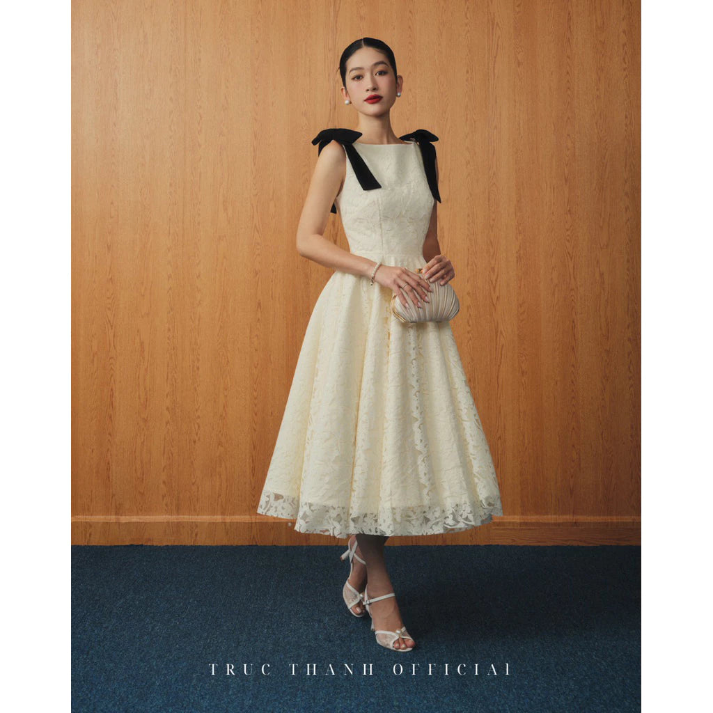 Rouge Muse Dress | Váy Xoè Phối Ren - Trắng/White