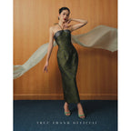 Élancé Dress | Váy gấm cột dây form dài